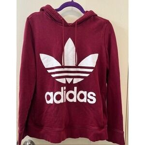 Adidas Originals Trefoil hoodie burgundy Size M, Three Stripes C 21", S 23"